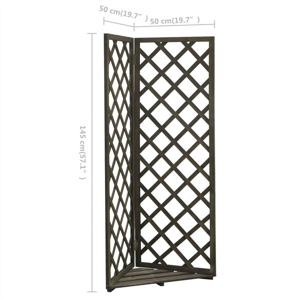 Corner Trellis Planter Grey 50x50x145 cm Solid Firwood