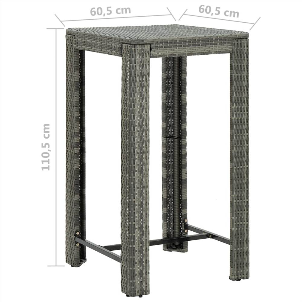 Garden Bar Table Grey 60.5x60.5x110.5 cm Poly Rattan