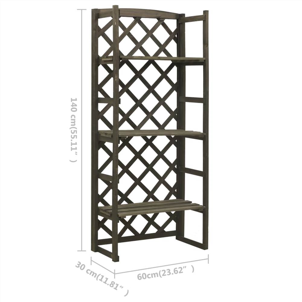 Garden Trellis Planter with Shelves Grey 60x30x140 cm Solid Firwood