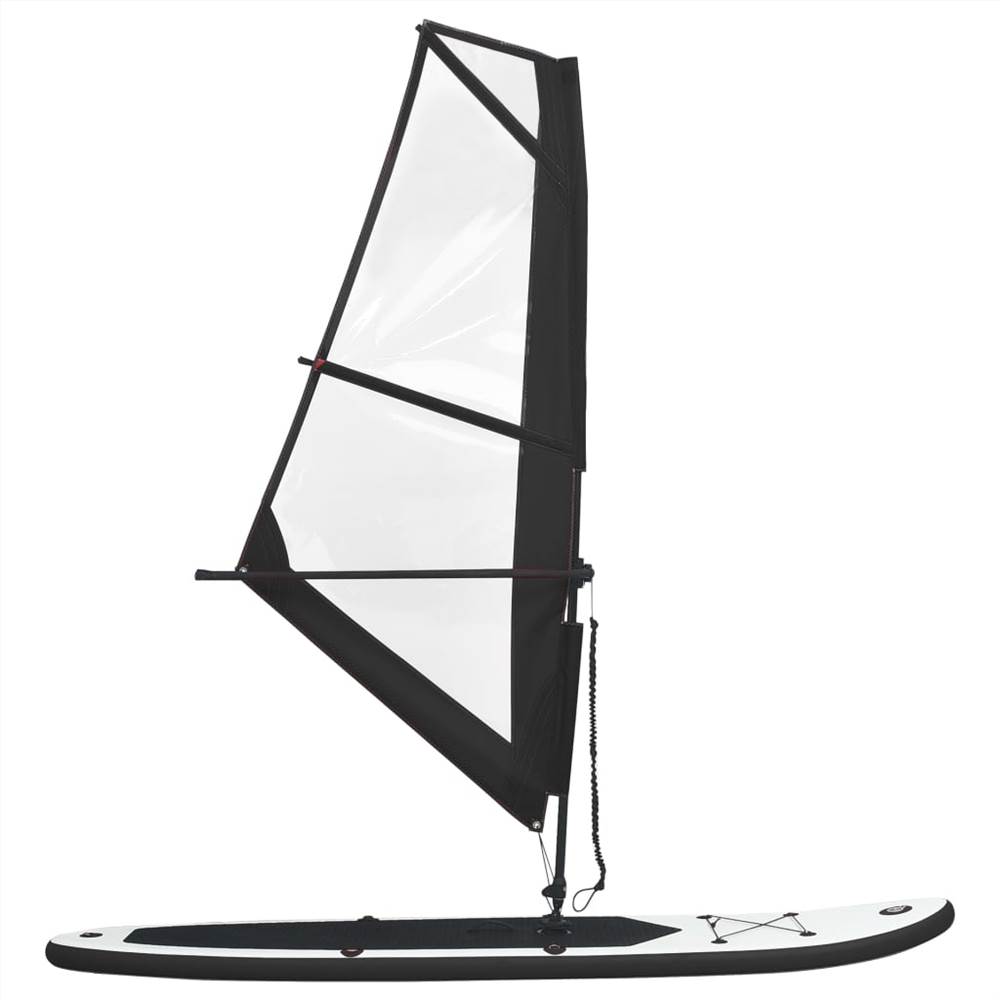 Inflatable Stand Up Paddleboard with Sail Set Black and White 16 Inflatable Stand Up Paddleboard with Sail Set Black and White