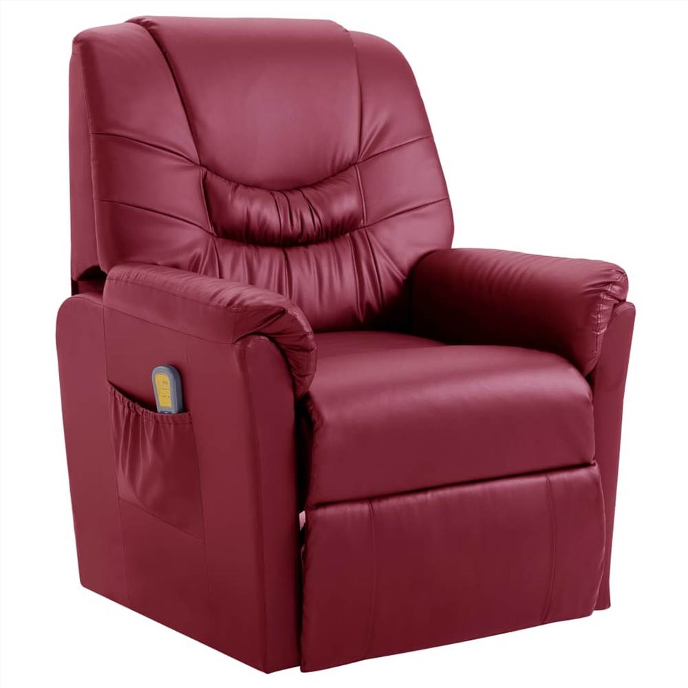 

Massage Recliner Chair Wine Red Faux Leather