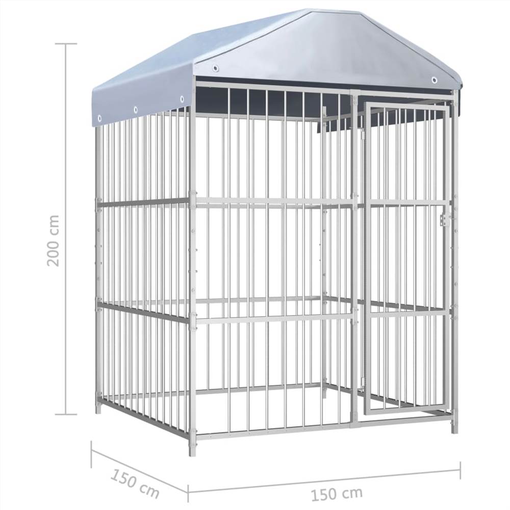 Outdoor Dog Kennel with Roof 150x150x200 cm