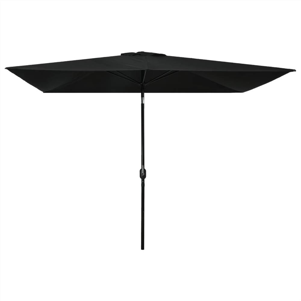 Parasol d'extérieur avec mât métallique 300x200 cm Noir