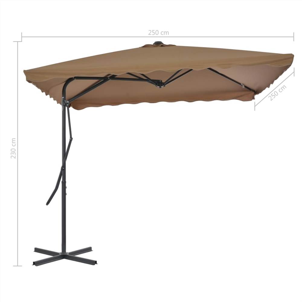 Outdoor Parasol with Steel Pole 250x250 cm Taupe