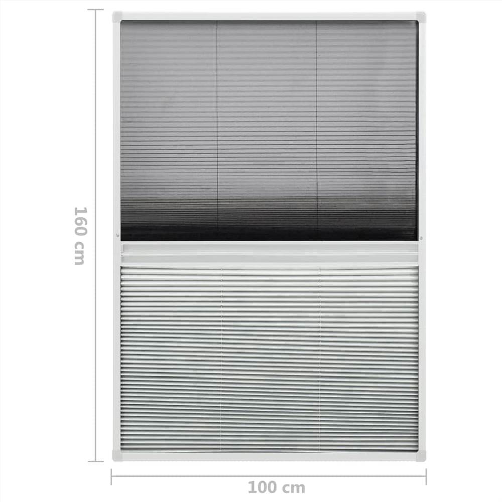 Plisse Insect Screen for Windows Aluminium 100x160cm with Shade