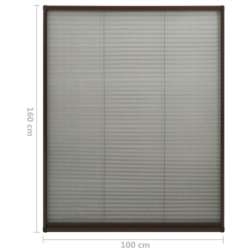 Plisse Insect Screen for Windows Aluminium Brown 100x160 cm