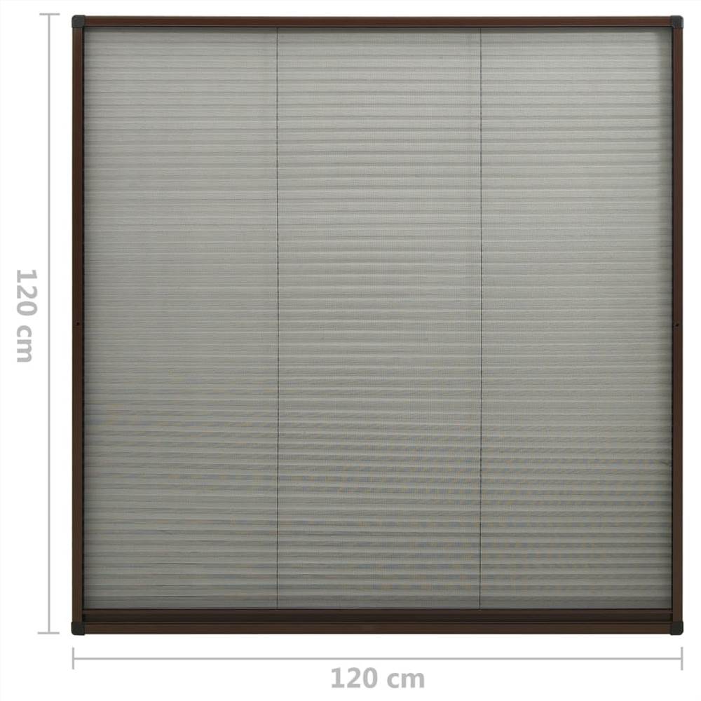 Plisse Insect Screen for Windows Aluminium Brown 120x120 cm