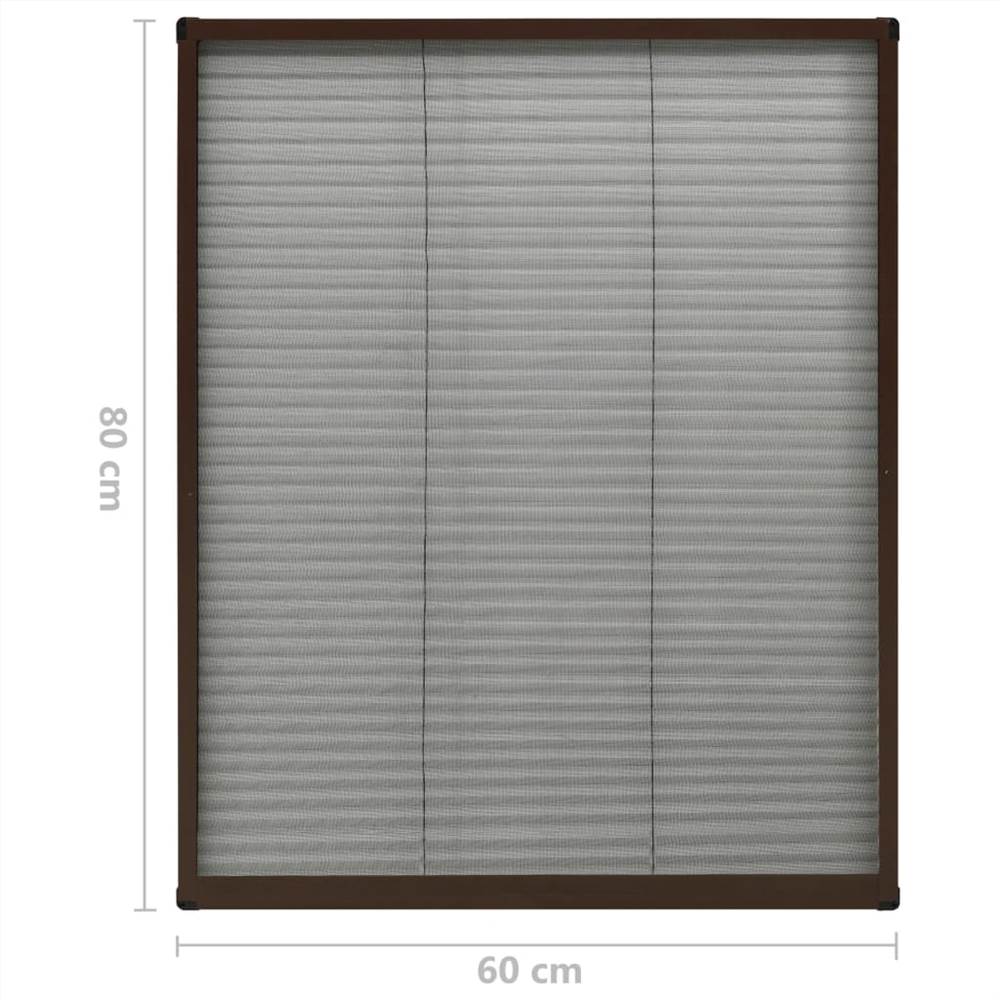 Plisse Insect Screen for Windows Aluminium Brown 60x80 cm