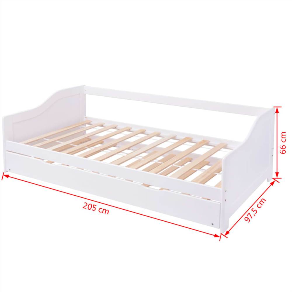 Pull Out Sofa Bed Frame White Pinewood 90x200 cm
