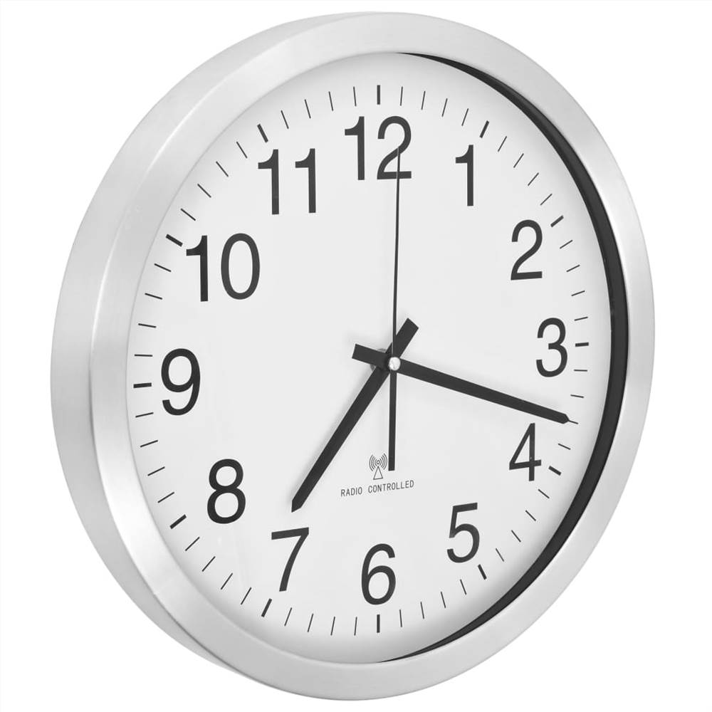 Radio Controlled Wall Clock with Quartz Movement Metal 35 cm