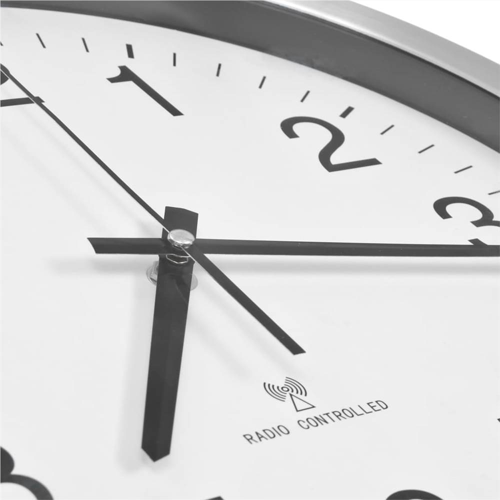 Radio Controlled Wall Clock with Quartz Movement Metal 35 cm