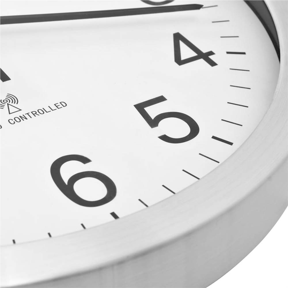 Radio Controlled Wall Clock with Quartz Movement Metal 35 cm