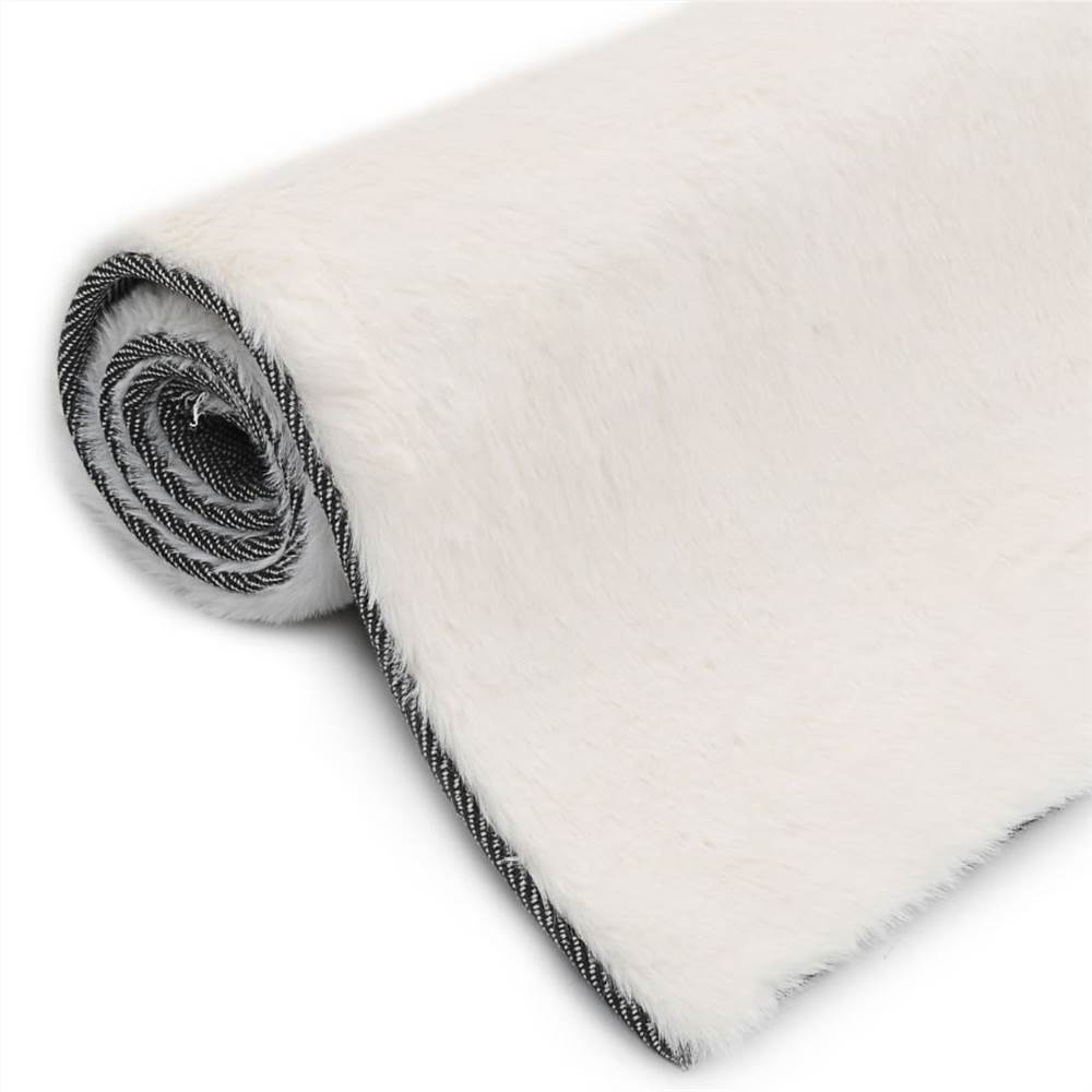 Rug 140x200 cm Faux Rabbit Fur Cream