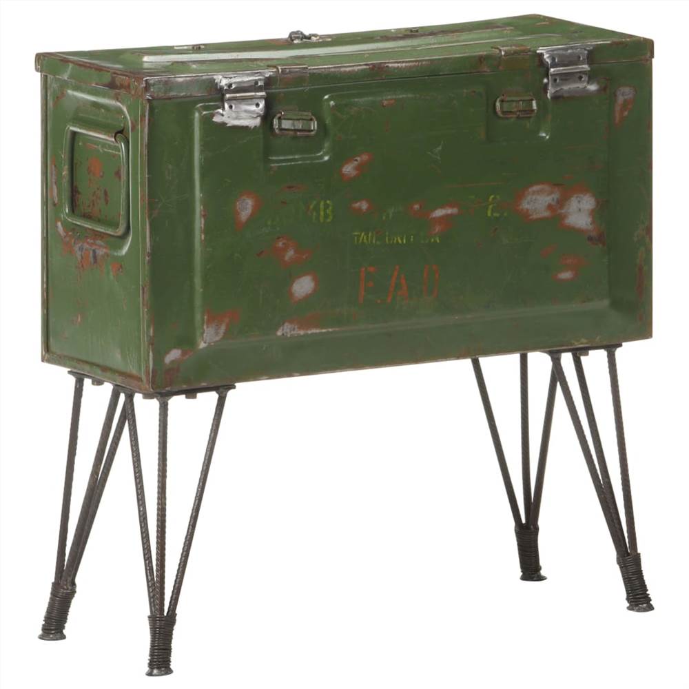 Storage Trunk Military Style 68x24x66 cm Iron