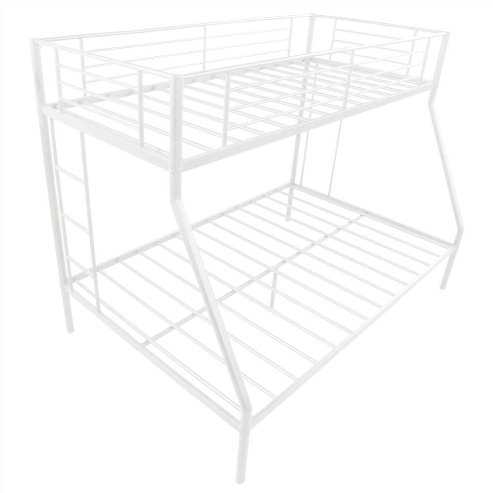 TwinOverFull Size Metal Bunk Bed Frame with Stairs White