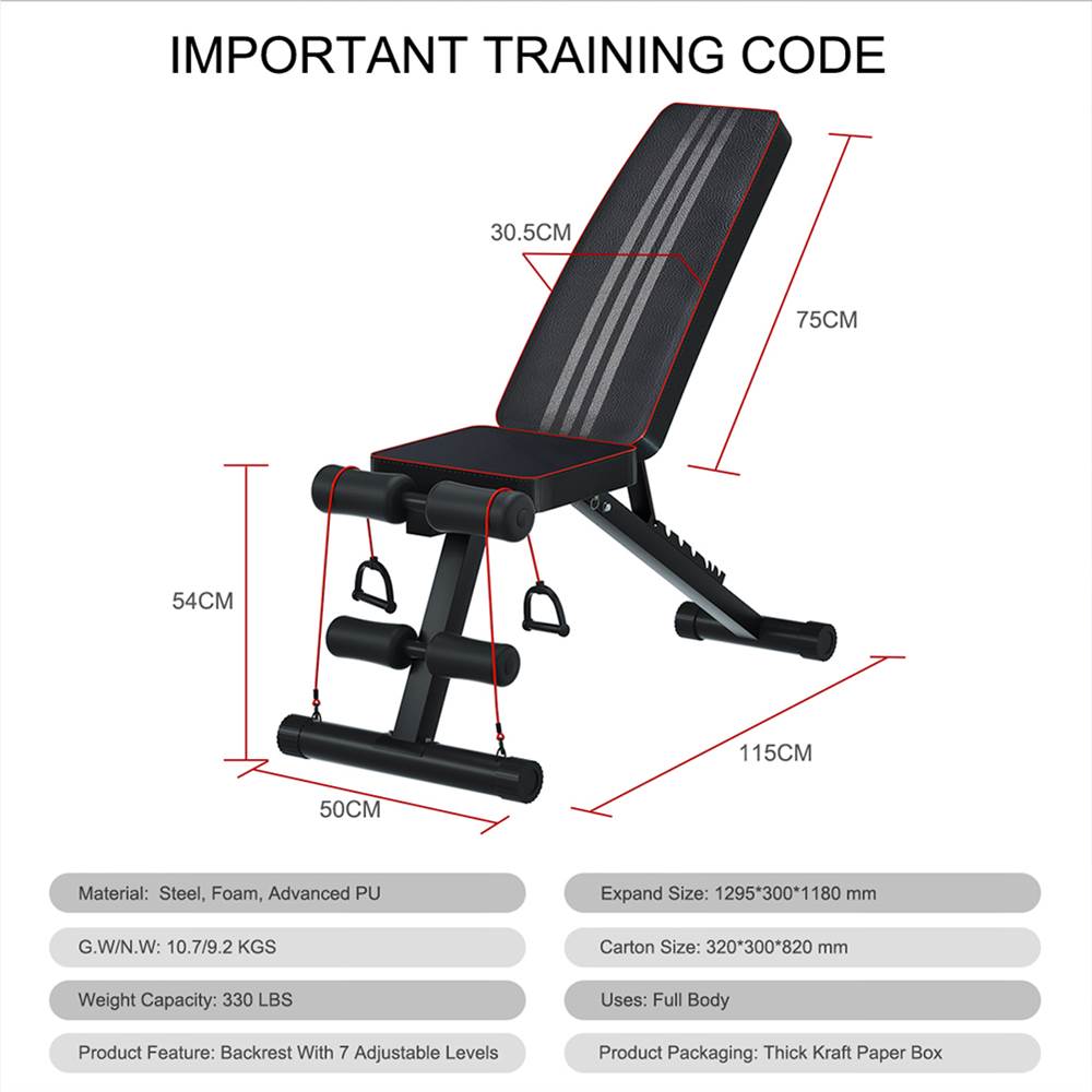 Adjustable Weight Bench - Utility Weight Benches for Full Body Workout Foldable Flat/Incline/Decline FID Bench Press for Home Gym