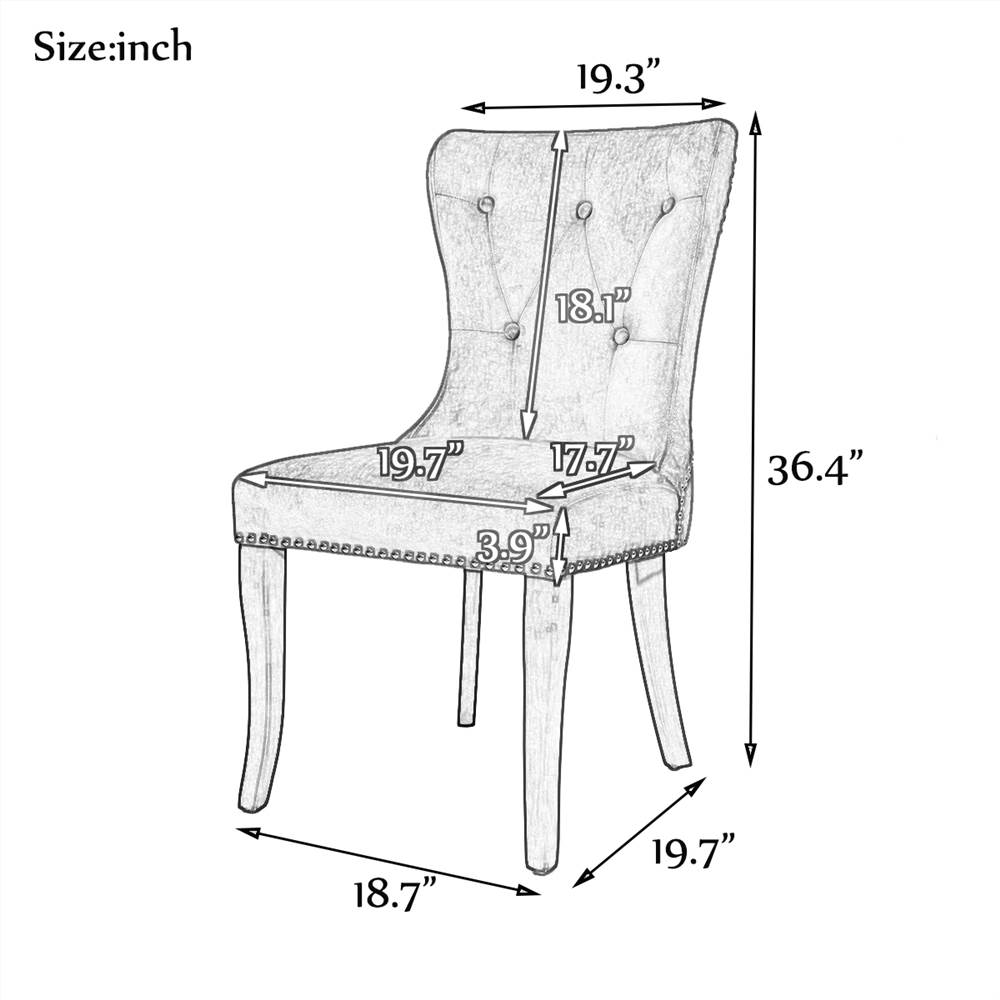 TOPMAX Velvet Upholstered Chair Set of 6 Blue