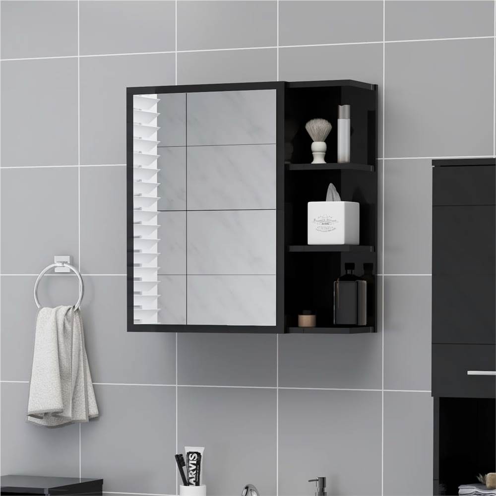 

Bathroom Mirror Cabinet High Gloss Black 62.5x20.5x64 cm Chipboard