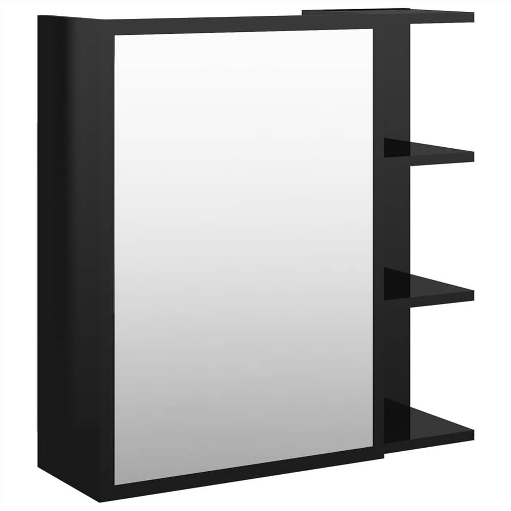 Bathroom Mirror High Gloss Black 62.5x20.5x64 cm Chipboard