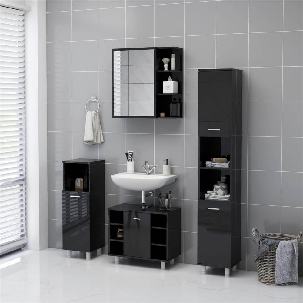 Bathroom Mirror Cabinet High Gloss Black 62.5x20.5x64 Cm Chipboard 10 Bathroom Mirror Cabinet High Gloss Black 62.5x20.5x64 cm Chipboard