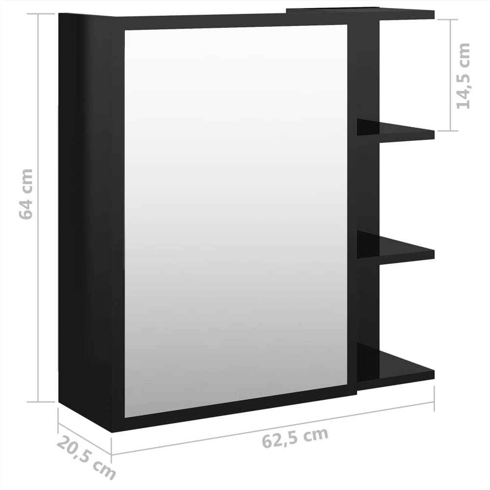 Bathroom Mirror High Gloss Black 62.5x20.5x64 cm Chipboard