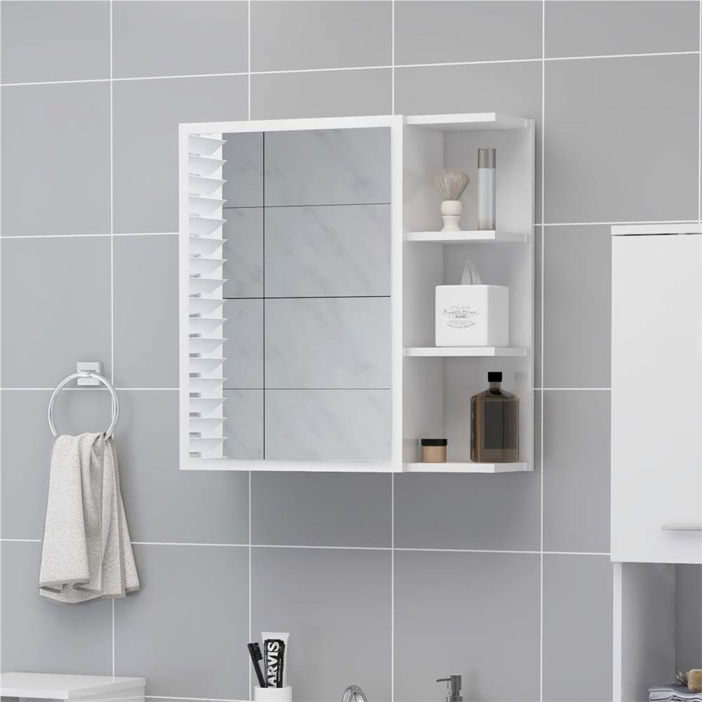 

Bathroom Mirror Cabinet High Gloss White 62.5x20.5x64 cm Chipboard