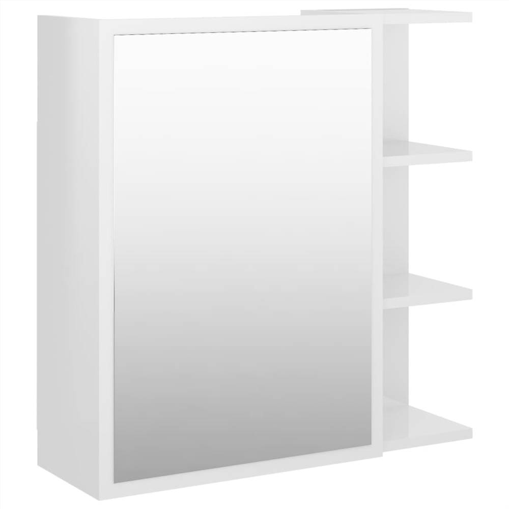 Bathroom Mirror Cabinet High Gloss White 62.5x20.5x64 cm Chipboard