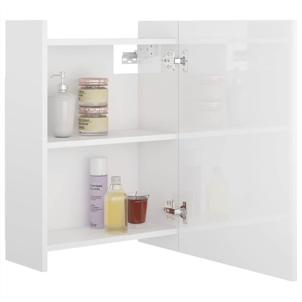 Bathroom Mirror Cabinet High Gloss White 62.5x20.5x64 cm Chipboard