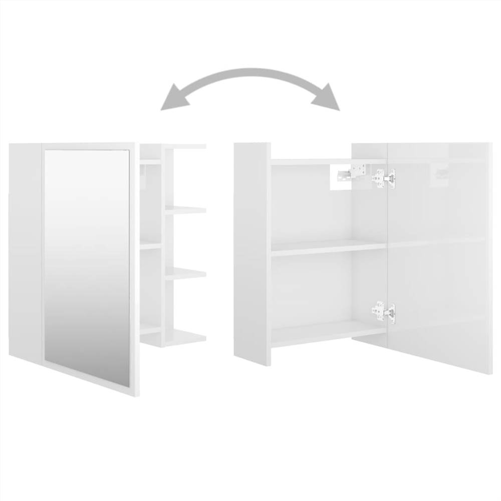 Bathroom Mirror Cabinet High Gloss White 62.5x20.5x64 cm Chipboard