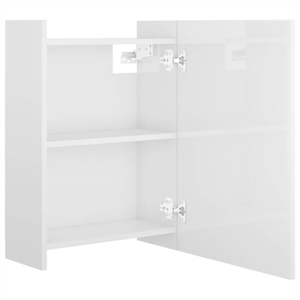 Bathroom Mirror Cabinet High Gloss White 62.5x20.5x64 cm Chipboard