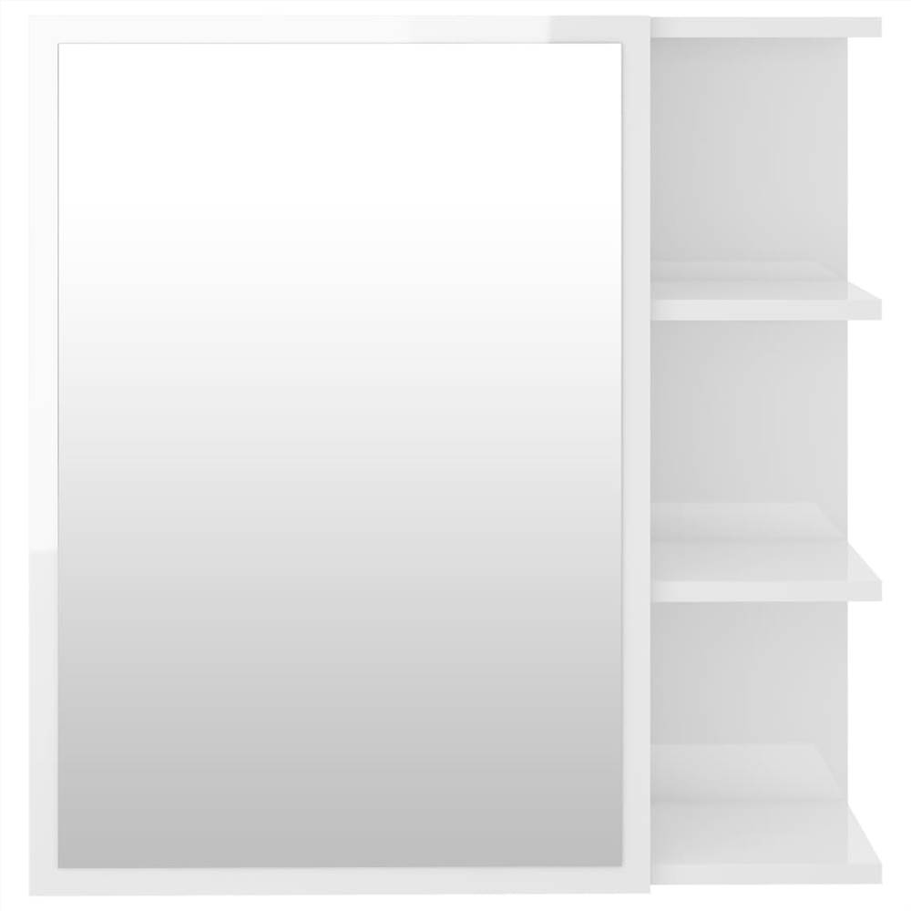 Bathroom Mirror Cabinet High Gloss White 62.5x20.5x64 cm Chipboard