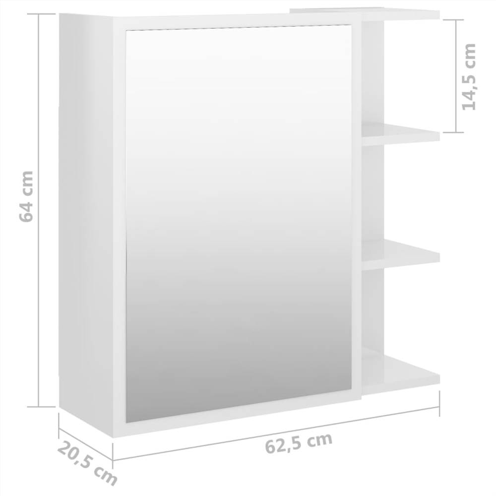 Bathroom Mirror Cabinet High Gloss White 62.5x20.5x64 cm Chipboard