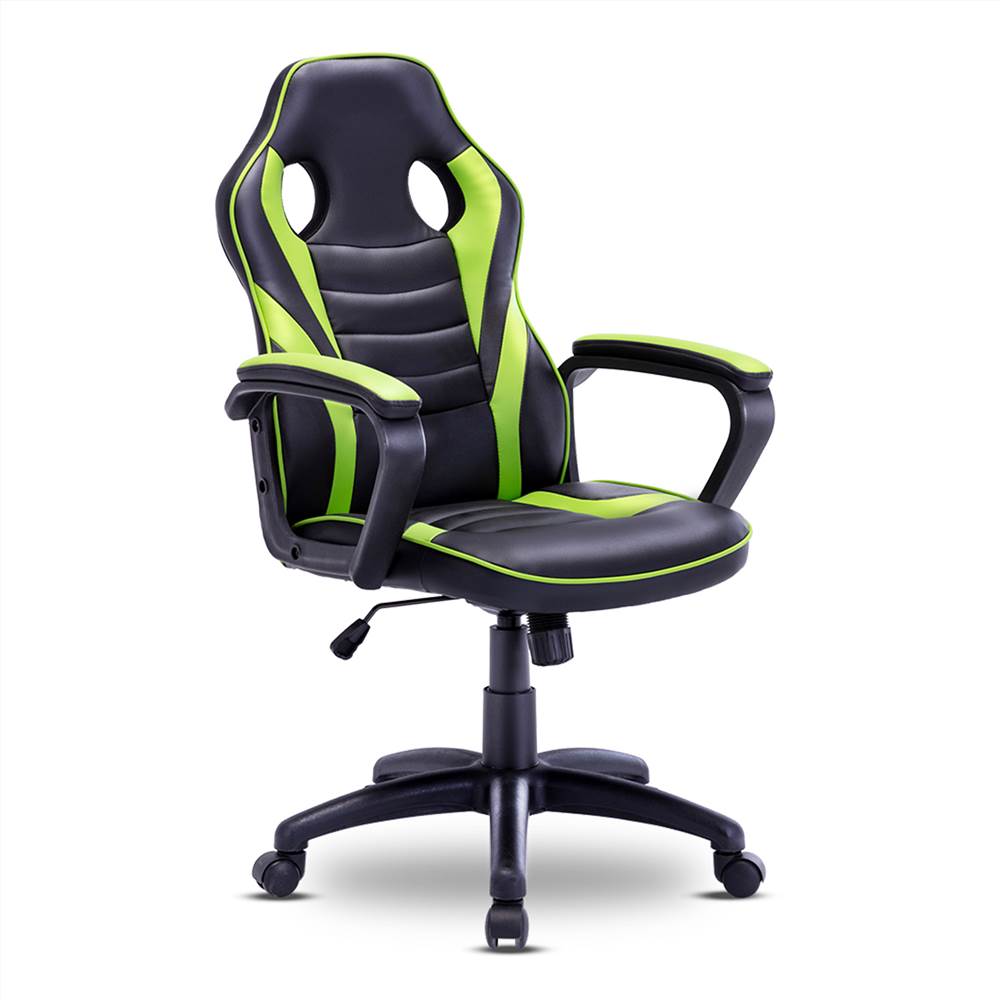

Home Office PU Leather Rotatable Gaming Chair Height Adjustable with Ergonomic Backrest and Casters - Green