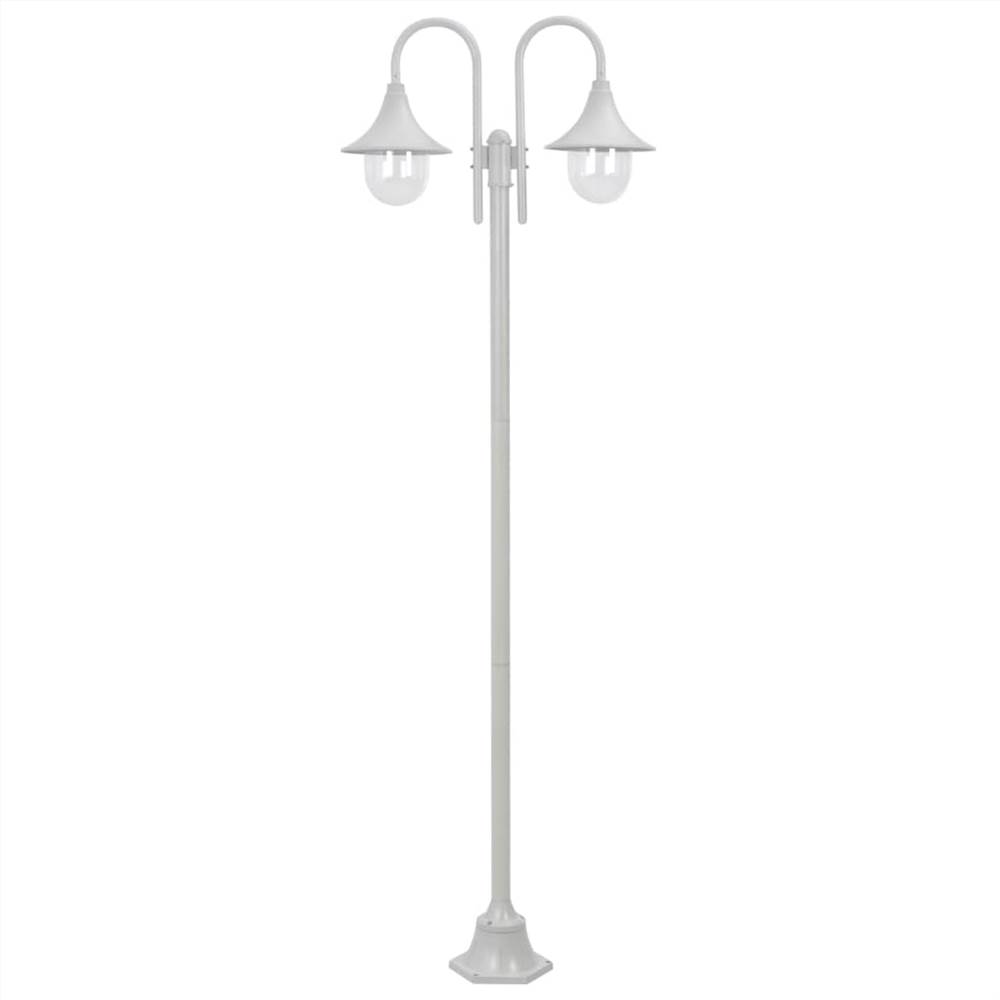 

Garden Post Light E27 220 cm Aluminium 2-Lantern White