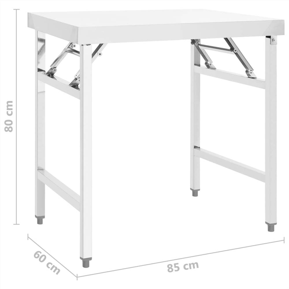 Kitchen Folding Work Table 85x60x80 cm Stainless Steel