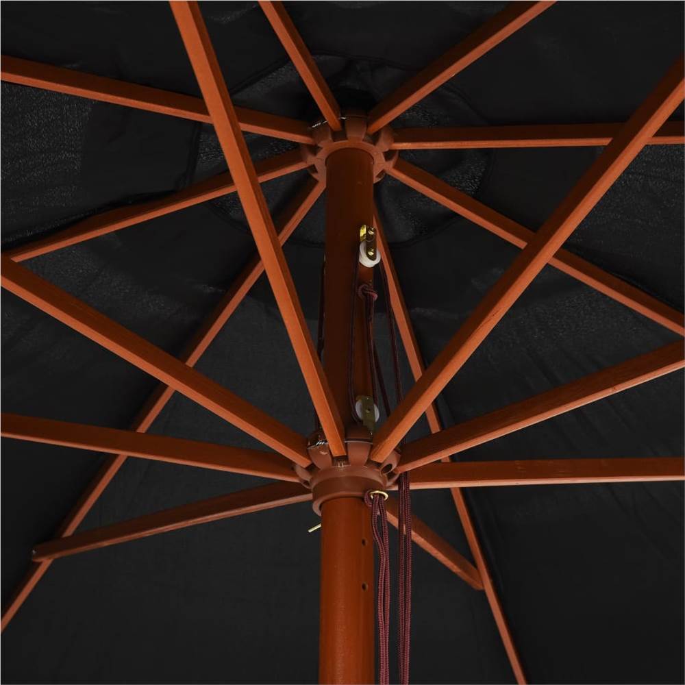 Outdoor Parasol with Wooden Pole 350 cm Black