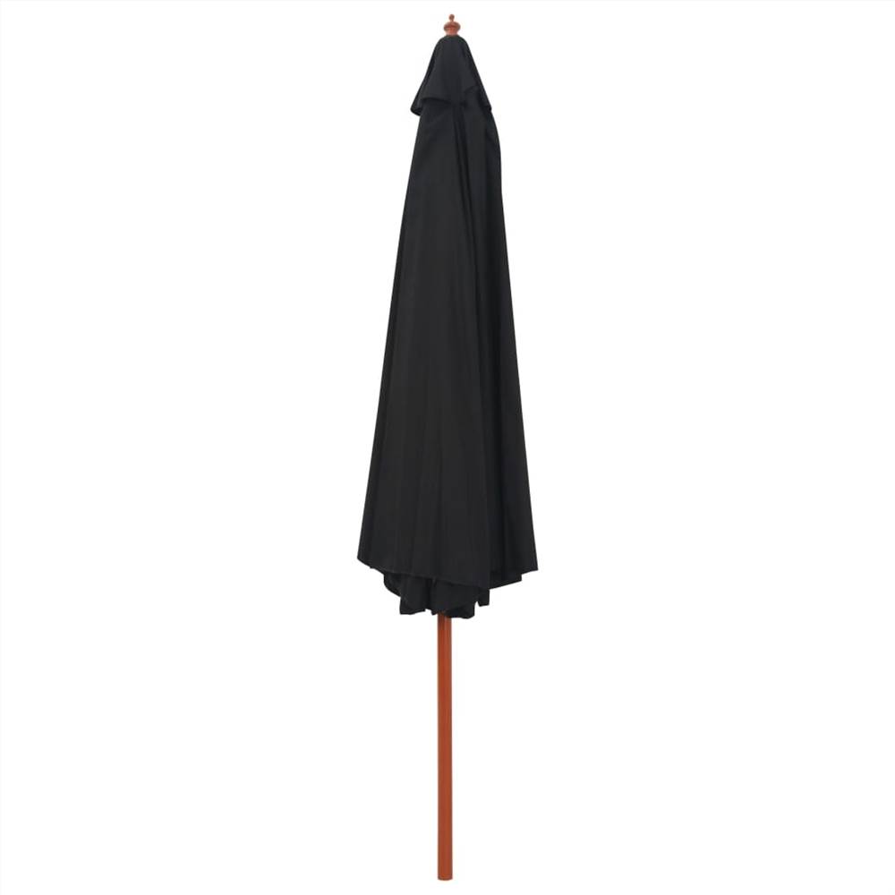 Outdoor Parasol with Wooden Pole 350 cm Black
