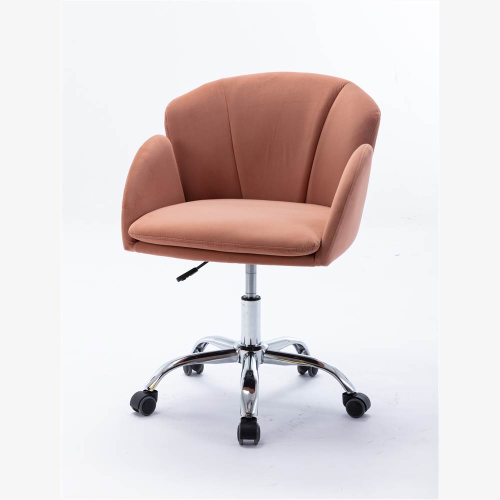 

COOLMORE Velvet Swivel Chair Height Adjustable with Curved Backrest and Casters for Living Room, Bedroom, Office - Pink