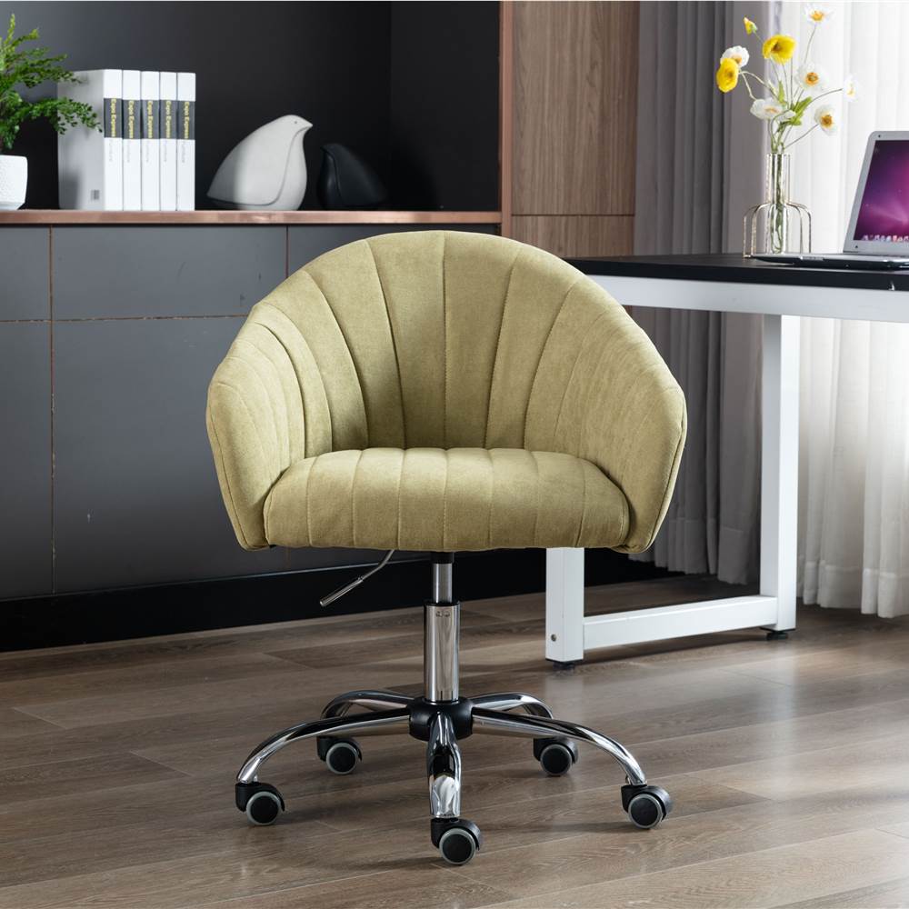 

COOLMORE Linen Swivel Chair Height Adjustable with Curved Backrest and Casters for Living Room, Bedroom, Office - Green