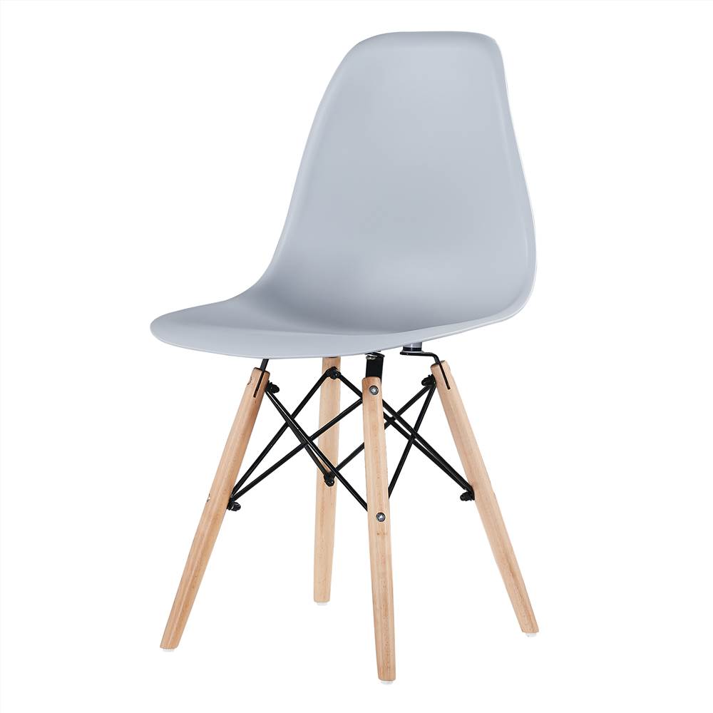 

Eco-friendly PP Material Thickened Plastic Chair with Curved Backrest and Wooden Legs for Dining Room, Reception Room - Gray
