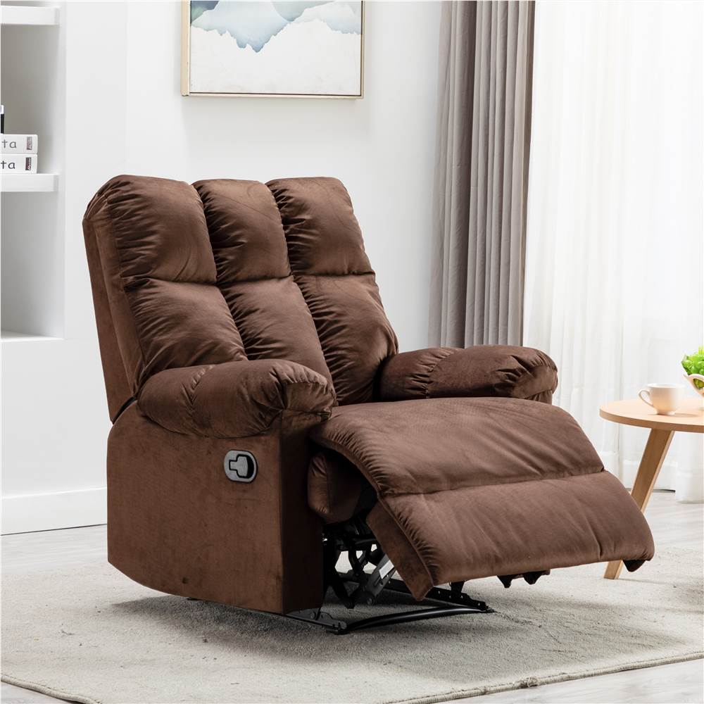 

Velvet Fabric Recliner with Armrests and Reclining Backrest for Living Room, Bedroom, Theater, Office - Chocolate