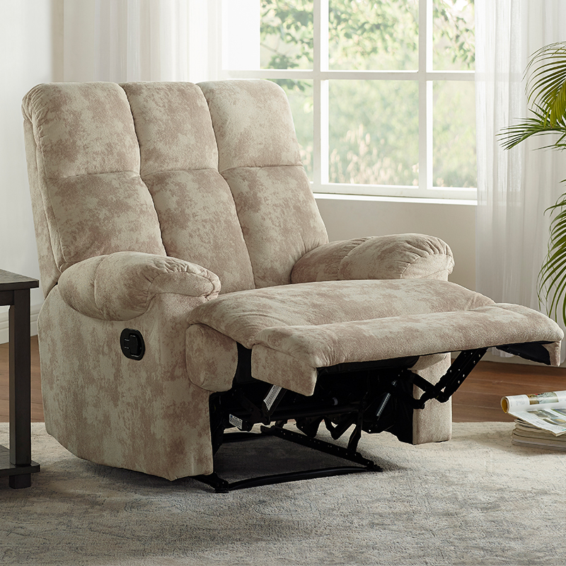 

Velvet Fabric Recliner with Armrests and Reclining Backrest for Living Room, Bedroom, Theater, Office - Cream