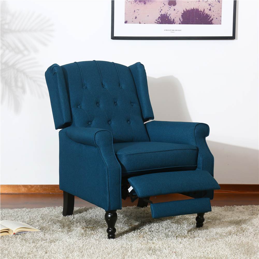 

Yarn-dyed Fabric Recliner with Armrests and Reclining Backrest for Living Room, Bedroom, Theater, Office - Blue