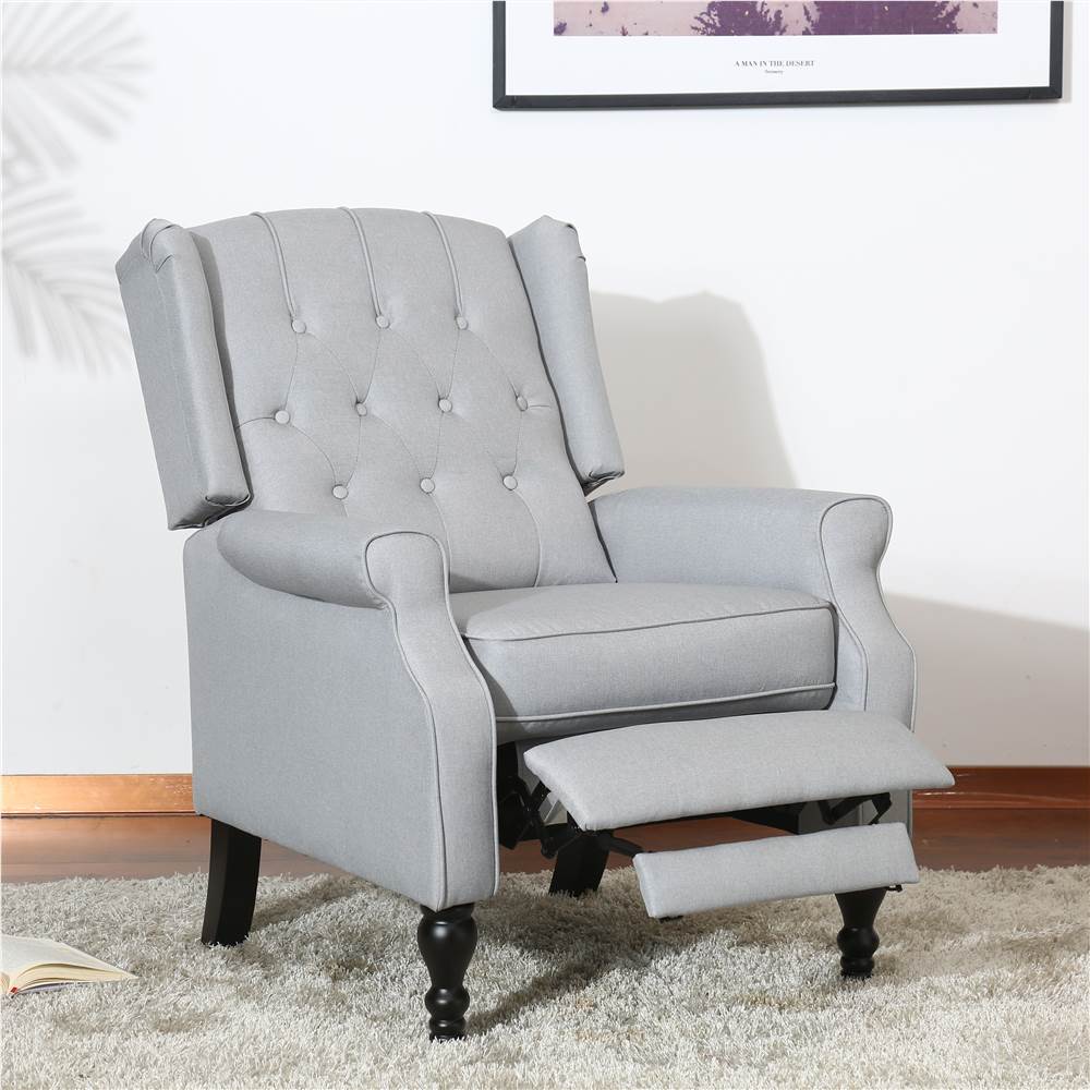 

Yarn-dyed Fabric Recliner with Armrests and Reclining Backrest for Living Room, Bedroom, Theater, Office - Light Grey