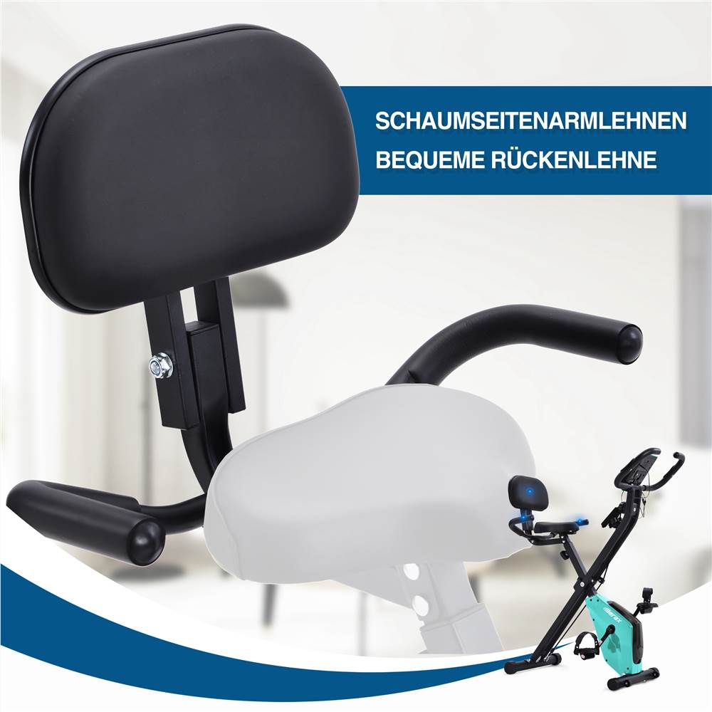 X-Bike Heimtrainer mit Pulssensoren, Fitnessrad f&uuml;r Heimtrainer, gepolsterter Sitz und R&uuml;ckenlehne, Tiffany blau / rot / schwarz