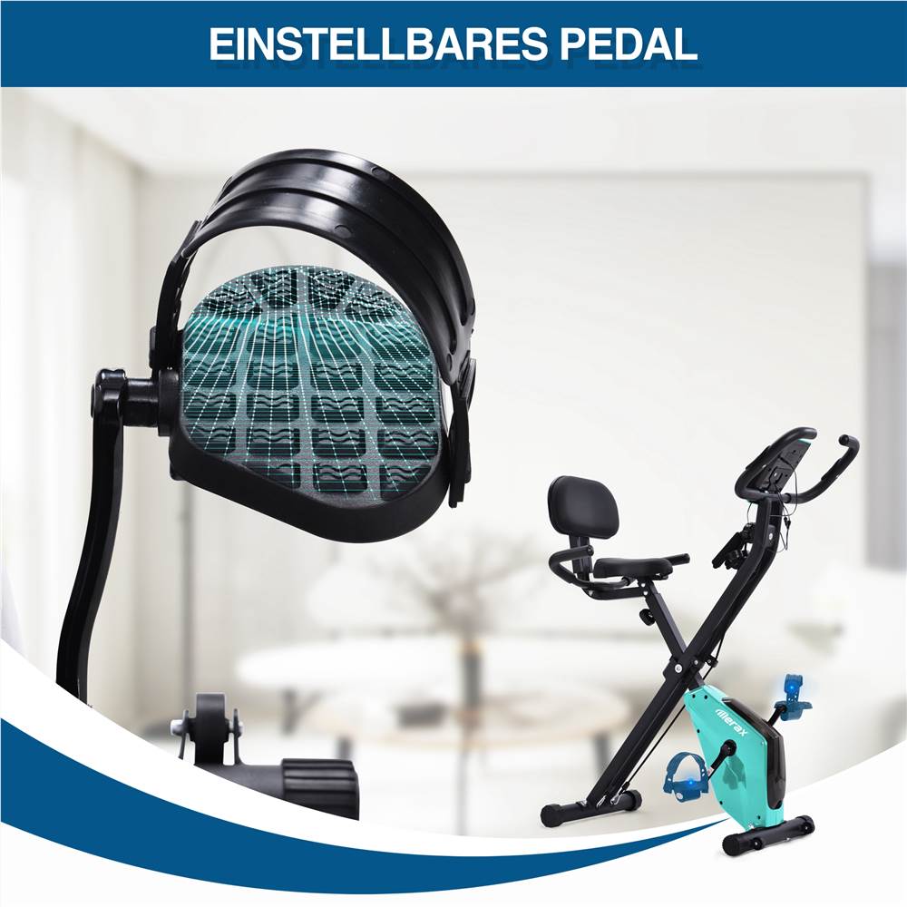X-Bike Heimtrainer mit Pulssensoren, Fitnessrad f&uuml;r Heimtrainer, gepolsterter Sitz und R&uuml;ckenlehne, Tiffany blau / rot / schwarz