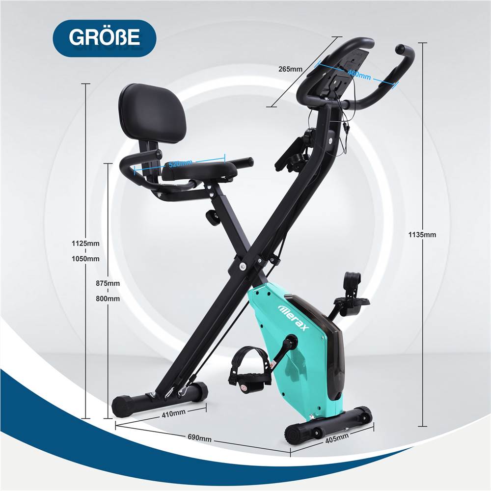 X-Bike Heimtrainer mit Pulssensoren, Fitnessrad f&uuml;r Heimtrainer, gepolsterter Sitz und R&uuml;ckenlehne, Tiffany blau / rot / schwarz