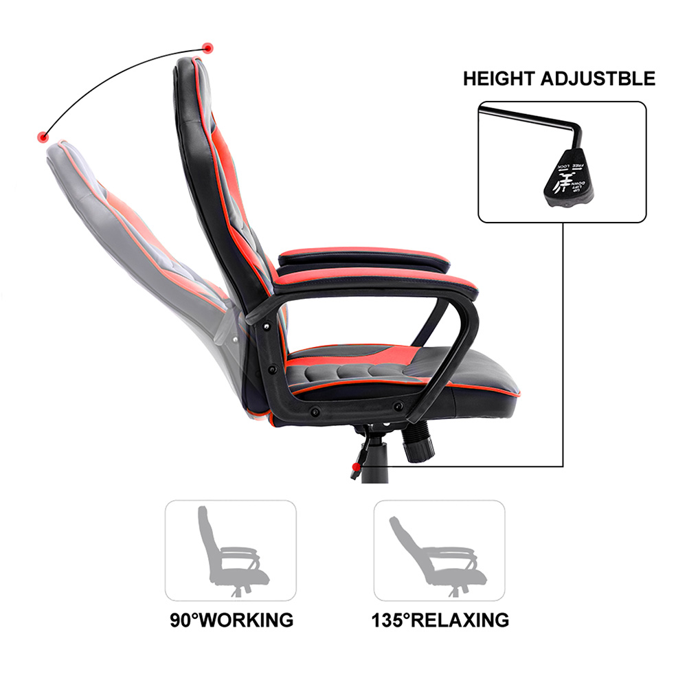 Art Life Home Office PU Rotatable Gaming Chair Red