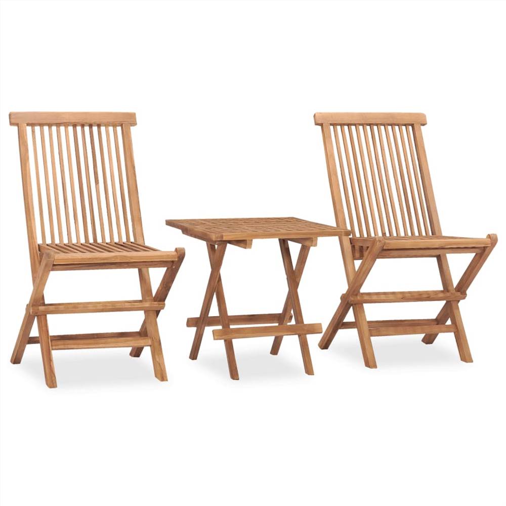 

3 Piece Folding Outdoor Dining Set Solid Teak Wood