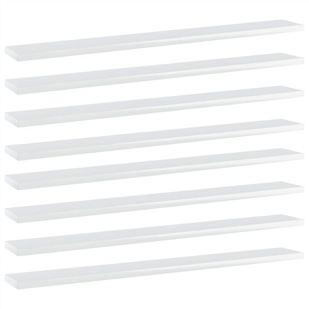 

Bookshelf Boards 8 pcs High Gloss White 80x10x1.5 cm Chipboard
